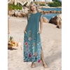 Zeagoo Summer Dresses for Women 2026 Long Maxi Sundresses Loose Split Wrinkle-Free Beach Travel Vacation Clothes(Wf115)