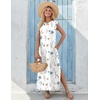 Zeagoo Summer Dresses for Women 2026 Long Maxi Sundresses Loose Split Wrinkle-Free Beach Travel Vacation Clothes(White Flowers)
