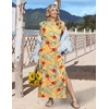 Zeagoo Summer Dresses for Women 2026 Long Maxi Sundresses Loose Split Wrinkle-Free Beach Travel Vacation Clothes(Yellow Palm Leaf)