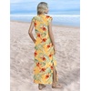 Zeagoo Summer Dresses for Women 2026 Long Maxi Sundresses Loose Split Wrinkle-Free Beach Travel Vacation Clothes(Yellow Palm Leaf)