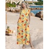 Zeagoo Summer Dresses for Women 2026 Long Maxi Sundresses Loose Split Wrinkle-Free Beach Travel Vacation Clothes(Yellow Palm Leaf)