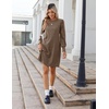 Zeagoo Women Fall Winter Dress Knitted Pullover Dresses(Brown)