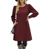 Zeagoo Women Fall Winter Dress Knitted Pullover Dresses(Burgundy)