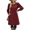 Zeagoo Women Fall Winter Dress Knitted Pullover Dresses(Deep Red)