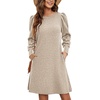 Zeagoo Women Fall Winter Dress Knitted Pullover Dresses(Khaki)