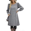 Zeagoo Women Fall Winter Dress Knitted Pullover Dresses(Mid Grey)