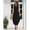 Zeagoo Women Floral Summer Casual Beach Printed Tank Dress with Pockets Pleated Front Long Dress(2601 A-black)