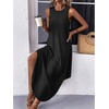 Zeagoo Women Floral Summer Casual Beach Printed Tank Dress with Pockets Pleated Front Long Dress(2601 A-black)