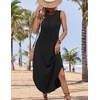 Zeagoo Women Floral Summer Casual Beach Printed Tank Dress with Pockets Pleated Front Long Dress(2601 A-black)