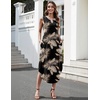 Zeagoo Women Floral Summer Casual Beach Printed Tank Dress with Pockets Pleated Front Long Dress(2601 A-leaf Black)