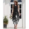 Zeagoo Women Floral Summer Casual Beach Printed Tank Dress with Pockets Pleated Front Long Dress(2602 Black Floral)