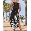 Zeagoo Women Floral Summer Casual Beach Printed Tank Dress with Pockets Pleated Front Long Dress(2602 Black Floral)