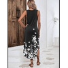 Zeagoo Women Floral Summer Casual Beach Printed Tank Dress with Pockets Pleated Front Long Dress(2602 Black Floral)