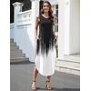 Zeagoo Women Floral Summer Casual Beach Printed Tank Dress with Pockets Pleated Front Long Dress(2602 Black&white)