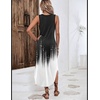 Zeagoo Women Floral Summer Casual Beach Printed Tank Dress with Pockets Pleated Front Long Dress(2602 Black&white)