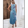 Zeagoo Women Floral Summer Casual Beach Printed Tank Dress with Pockets Pleated Front Long Dress(2602 Blue Floral)