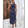 Zeagoo Women Floral Summer Casual Beach Printed Tank Dress with Pockets Pleated Front Long Dress(2602 Navy Floral)