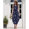 Zeagoo Women Floral Summer Casual Beach Printed Tank Dress with Pockets Pleated Front Long Dress(2602 Navy Floral)
