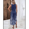 Zeagoo Women Floral Summer Casual Beach Printed Tank Dress with Pockets Pleated Front Long Dress(2602 Navy Printed)