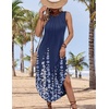 Zeagoo Women Floral Summer Casual Beach Printed Tank Dress with Pockets Pleated Front Long Dress(2602 Navy Printed)