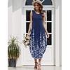 Zeagoo Women Floral Summer Casual Beach Printed Tank Dress with Pockets Pleated Front Long Dress(2602 Navy Printed)