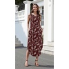 Zeagoo Women Floral Summer Casual Beach Printed Tank Dress with Pockets Pleated Front Long Dress(2603 Brown Floral)