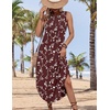 Zeagoo Women Floral Summer Casual Beach Printed Tank Dress with Pockets Pleated Front Long Dress(2603 Brown Floral)