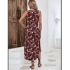 Zeagoo Women Floral Summer Casual Beach Printed Tank Dress with Pockets Pleated Front Long Dress(2603 Brown Floral)