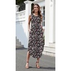 Zeagoo Women Floral Summer Casual Beach Printed Tank Dress with Pockets Pleated Front Long Dress(2603 Mixed Floral)