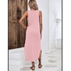 Zeagoo Women Floral Summer Casual Beach Printed Tank Dress with Pockets Pleated Front Long Dress(2603 Pink Dot)