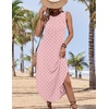 Zeagoo Women Floral Summer Casual Beach Printed Tank Dress with Pockets Pleated Front Long Dress(2603 Pink Dot)