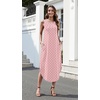 Zeagoo Women Floral Summer Casual Beach Printed Tank Dress with Pockets Pleated Front Long Dress(2603 Pink Dot)