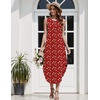 Zeagoo Women Floral Summer Casual Beach Printed Tank Dress with Pockets Pleated Front Long Dress(2603 Red Floral)