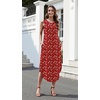 Zeagoo Women Floral Summer Casual Beach Printed Tank Dress with Pockets Pleated Front Long Dress(2603 Red Floral)