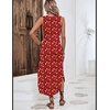 Zeagoo Women Floral Summer Casual Beach Printed Tank Dress with Pockets Pleated Front Long Dress(2603 Red Floral)