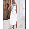 Zeagoo Women Floral Summer Casual Beach Printed Tank Dress with Pockets Pleated Front Long Dress(2603 White Floral)