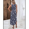 Zeagoo Women Floral Summer Casual Beach Printed Tank Dress with Pockets Pleated Front Long Dress(2604 Navy Flower)