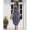 Zeagoo Women Floral Summer Casual Beach Printed Tank Dress with Pockets Pleated Front Long Dress(2604 Navy Flower)