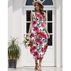 Zeagoo Women Floral Summer Casual Beach Printed Tank Dress with Pockets Pleated Front Long Dress(2604 Red Flower)