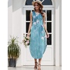 Zeagoo Women Floral Summer Casual Beach Printed Tank Dress with Pockets Pleated Front Long Dress(Blue Flower)