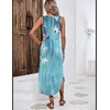 Zeagoo Women Floral Summer Casual Beach Printed Tank Dress with Pockets Pleated Front Long Dress(Blue Flower)