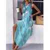 Zeagoo Women Floral Summer Casual Beach Printed Tank Dress with Pockets Pleated Front Long Dress(Blue Flower)