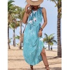 Zeagoo Women Floral Summer Casual Beach Printed Tank Dress with Pockets Pleated Front Long Dress(Blue Flower)