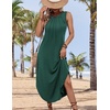 Zeagoo Women Floral Summer Casual Beach Printed Tank Dress with Pockets Pleated Front Long Dress(Deep Green)