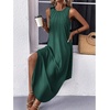Zeagoo Women Floral Summer Casual Beach Printed Tank Dress with Pockets Pleated Front Long Dress(Deep Green)