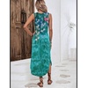 Zeagoo Women Floral Summer Casual Beach Printed Tank Dress with Pockets Pleated Front Long Dress(Green Flower)