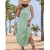 Zeagoo Women Floral Summer Casual Beach Printed Tank Dress with Pockets Pleated Front Long Dress(Mint Green Print)