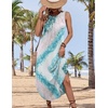 Zeagoo Women Floral Summer Casual Beach Printed Tank Dress with Pockets Pleated Front Long Dress(Mix Blue White)