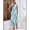 Zeagoo Women Floral Summer Casual Beach Printed Tank Dress with Pockets Pleated Front Long Dress(Mix Blue White)