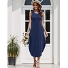 Zeagoo Women Floral Summer Casual Beach Printed Tank Dress with Pockets Pleated Front Long Dress(Navy Blue)